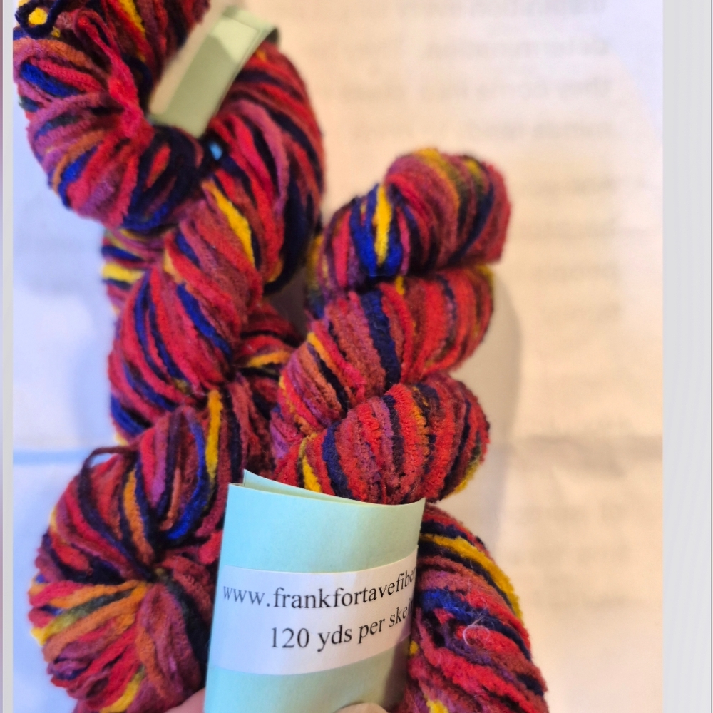 Chenille Yarn-Fiesta Berry  by Frankfort Ave Fibers - Picture 2 of 5